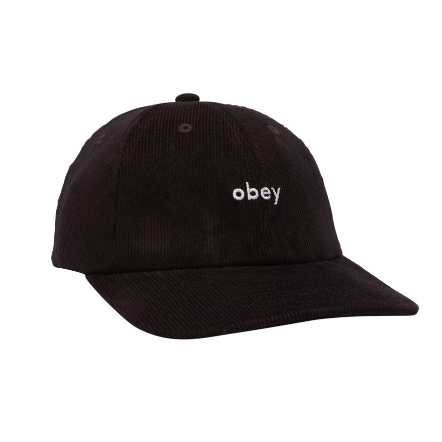 Obey Black Lowercase Corduroy 6 Panel Cap Unisex schwarz